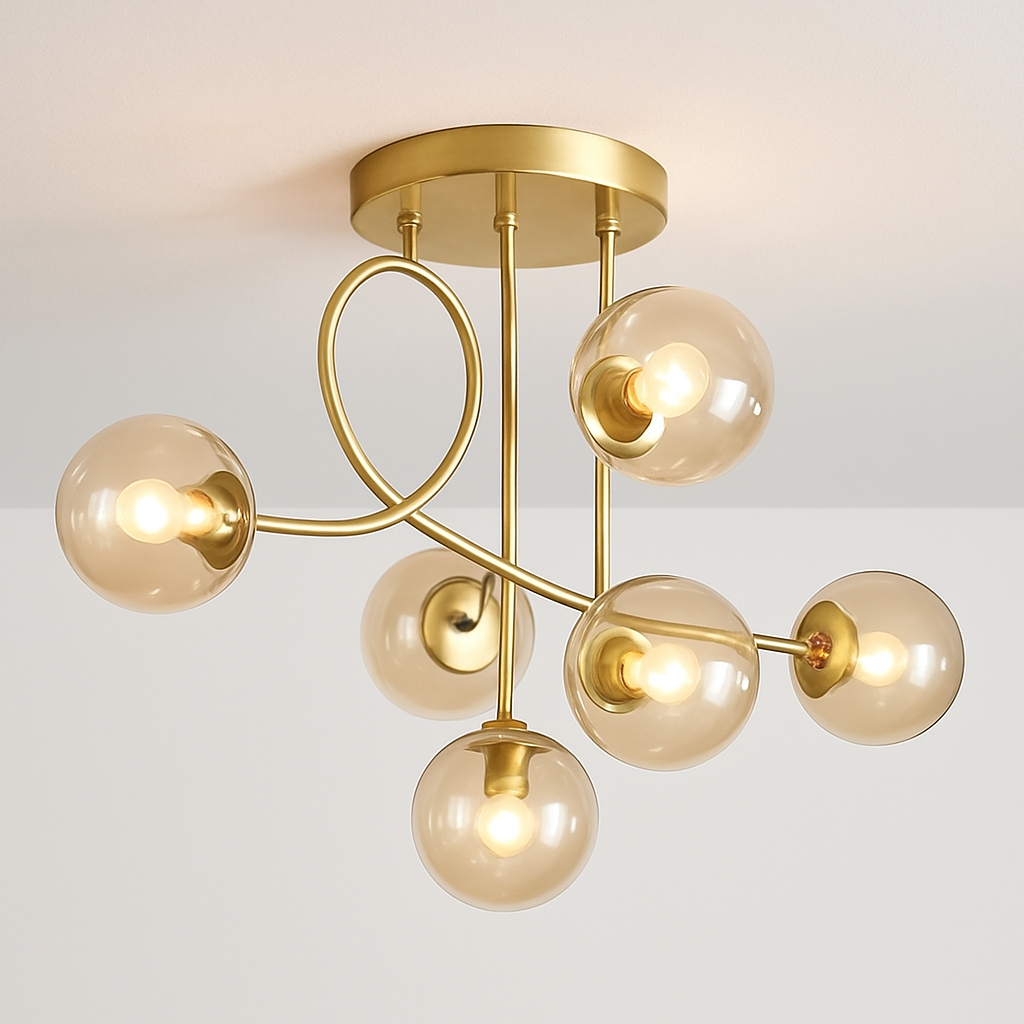 Plafonnier led moderne pour intérieur éclairage design élégant Lucien Voûte en Verre - Une Présence de Verre Élégante