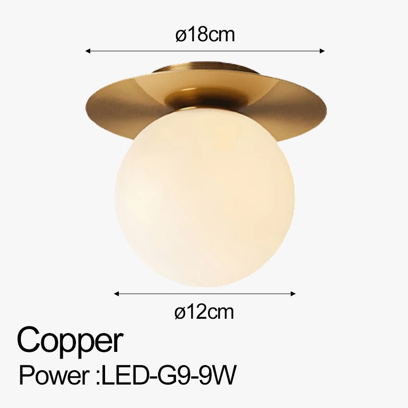Plafonnier — LED nordique avec boule de verre dépoli pour intérieur