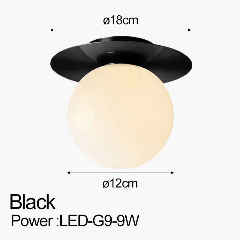 Plafonnier — LED nordique avec boule de verre dépoli pour intérieur