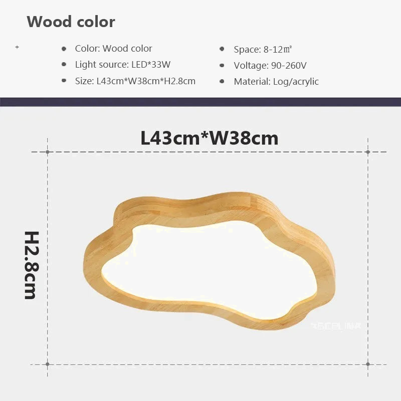 Plafonnier — LED nordique en bois forme nuage éclairage décoratif moderne