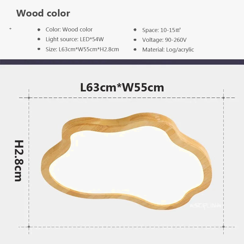 Plafonnier — LED nordique en bois forme nuage éclairage décoratif moderne