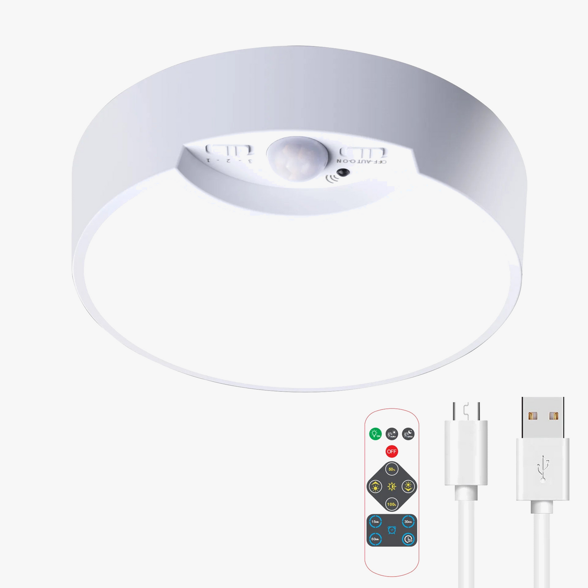 Plafonnier — LED rechargeable usb capteur mouvement intensité variable télécommande