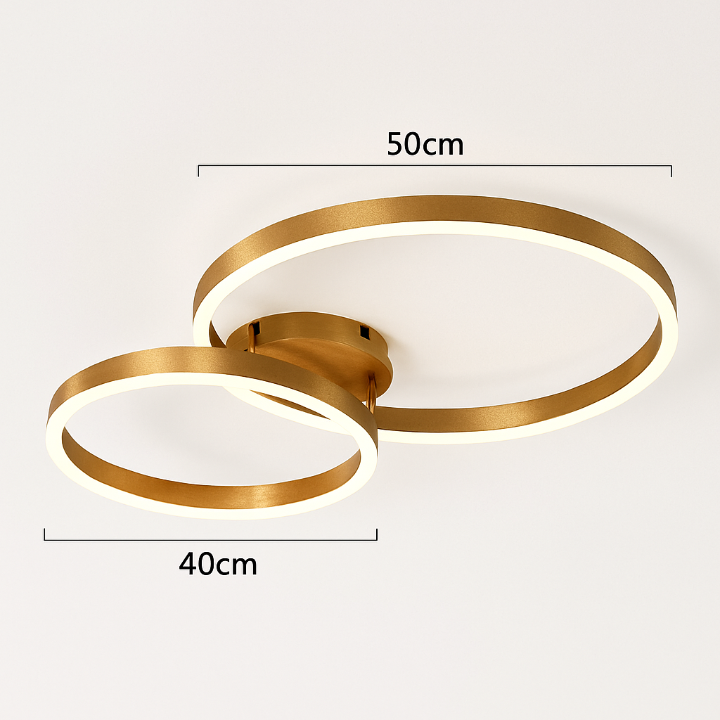 Abat-jour — LED rond doré avec abat-jour acrylique créatif