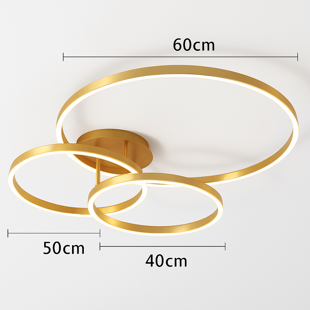 Abat-jour — LED rond doré avec abat-jour acrylique créatif