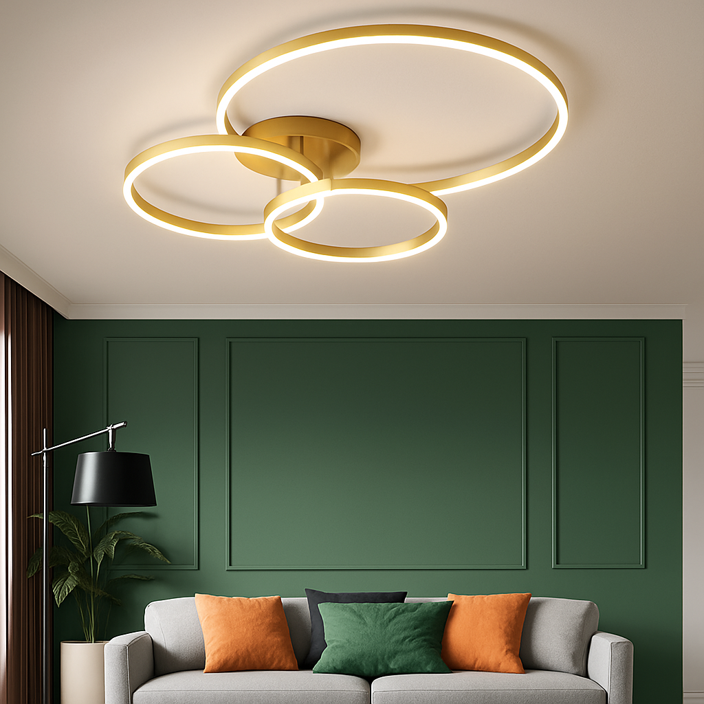 Abat-jour — LED rond doré avec abat-jour acrylique créatif