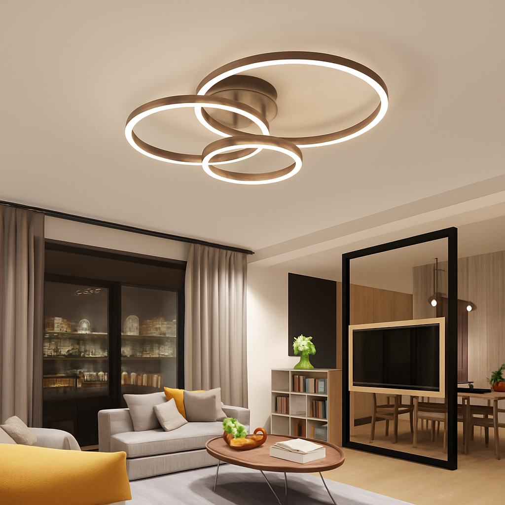 Abat-jour — LED rond doré avec abat-jour acrylique créatif