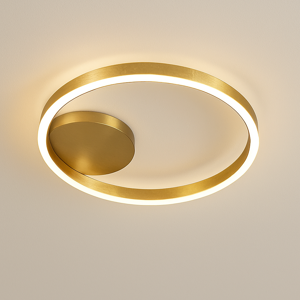 Abat-jour — LED rond doré avec abat-jour acrylique créatif