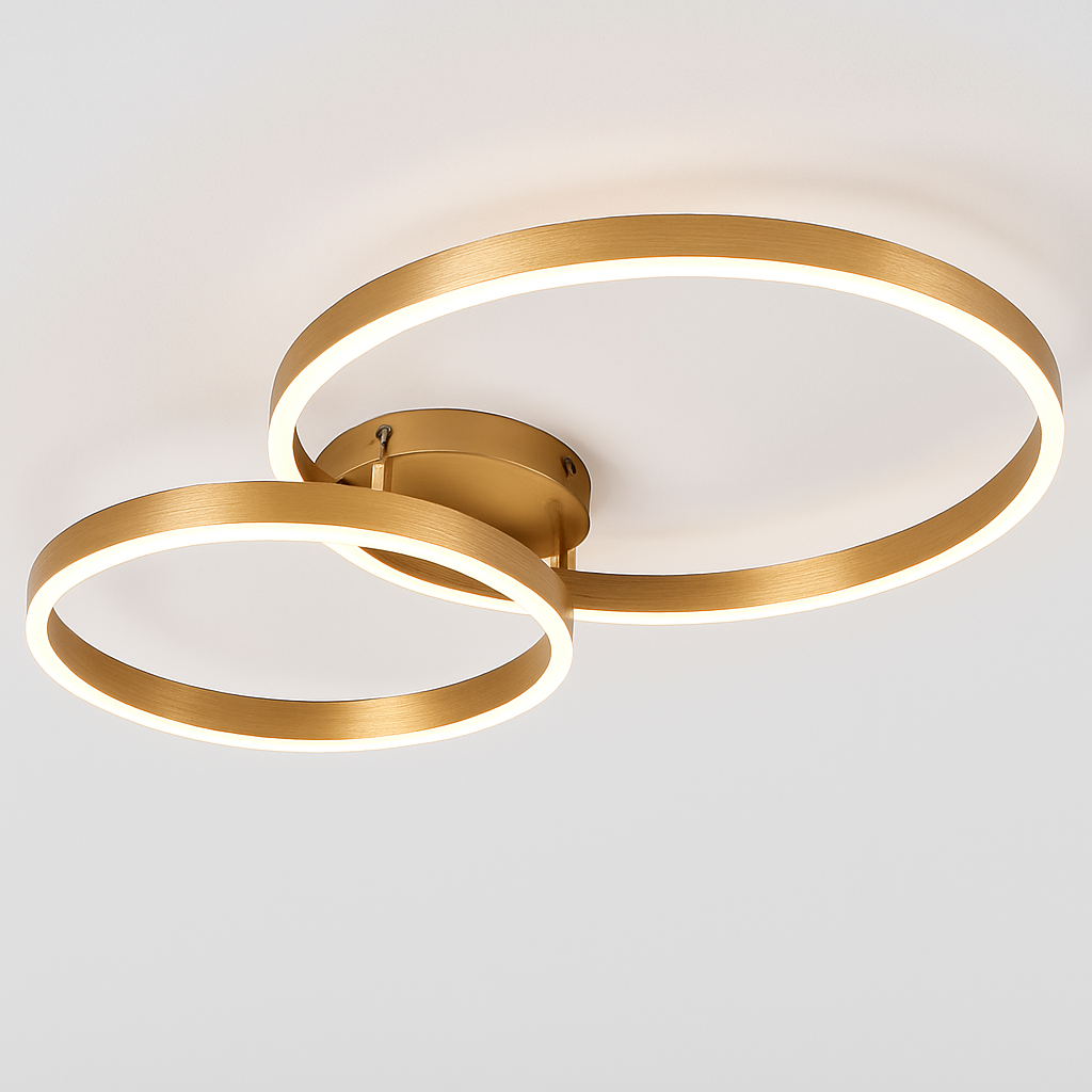 Abat-jour — LED rond doré avec abat-jour acrylique créatif