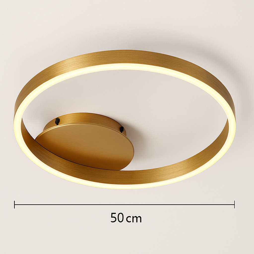 Abat-jour — LED rond doré avec abat-jour acrylique créatif