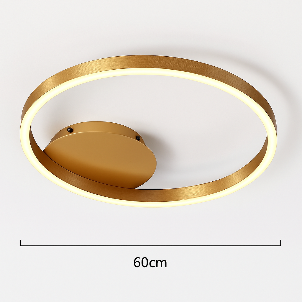 Abat-jour — LED rond doré avec abat-jour acrylique créatif