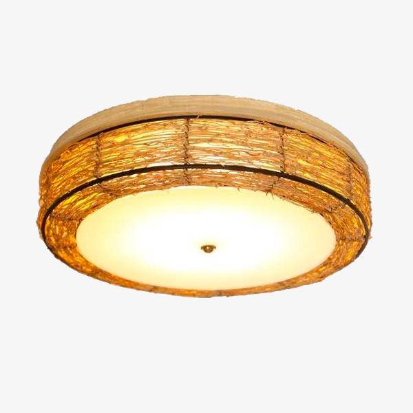 Plafonnier — LED rond en osier Rattan