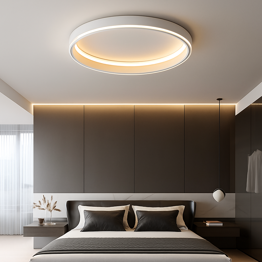 Plafonnier led rond moderne pour éclairage intérieur décoration maison Madeleine Murmure - Courbes Douces & Décor Équilibré