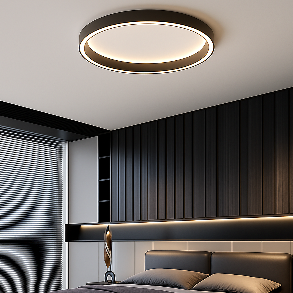 Plafonnier led rond moderne pour éclairage intérieur décoration maison Madeleine Murmure - Courbes Douces & Décor Équilibré