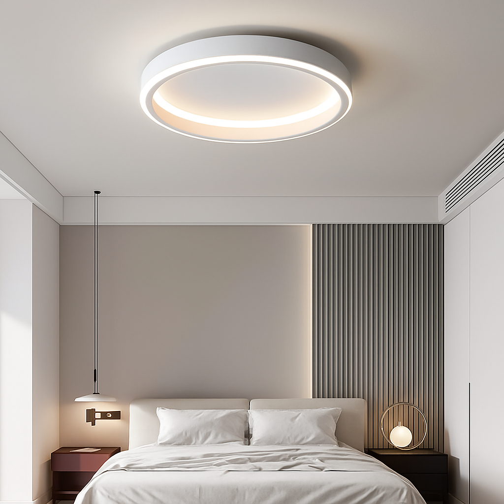 Plafonnier led rond moderne pour éclairage intérieur décoration maison Madeleine Murmure - Courbes Douces & Décor Équilibré