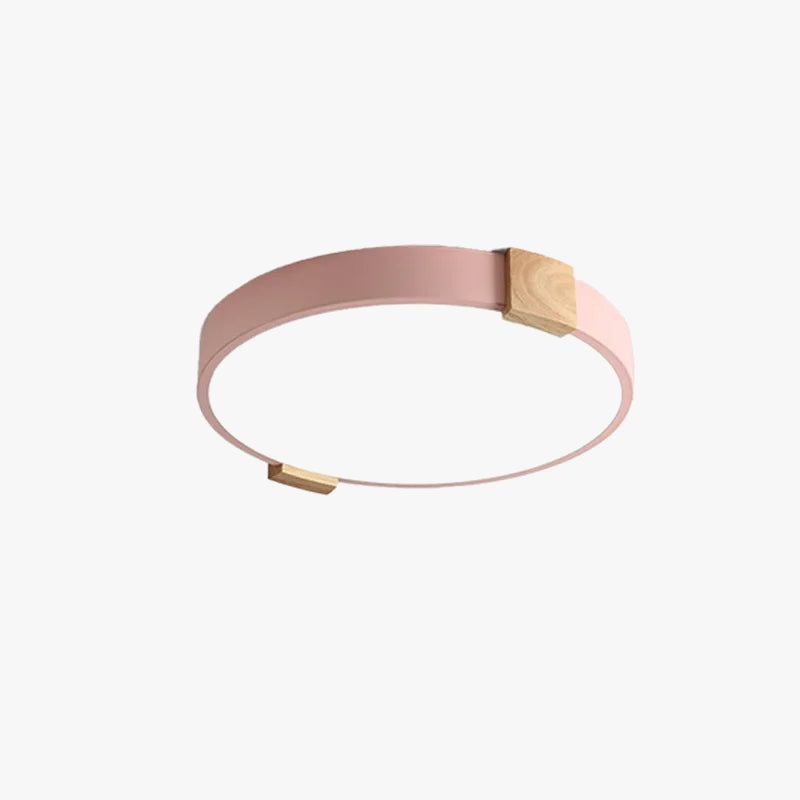 Plafonnier — LED rond nordique en fer et bois décoratif créatif
