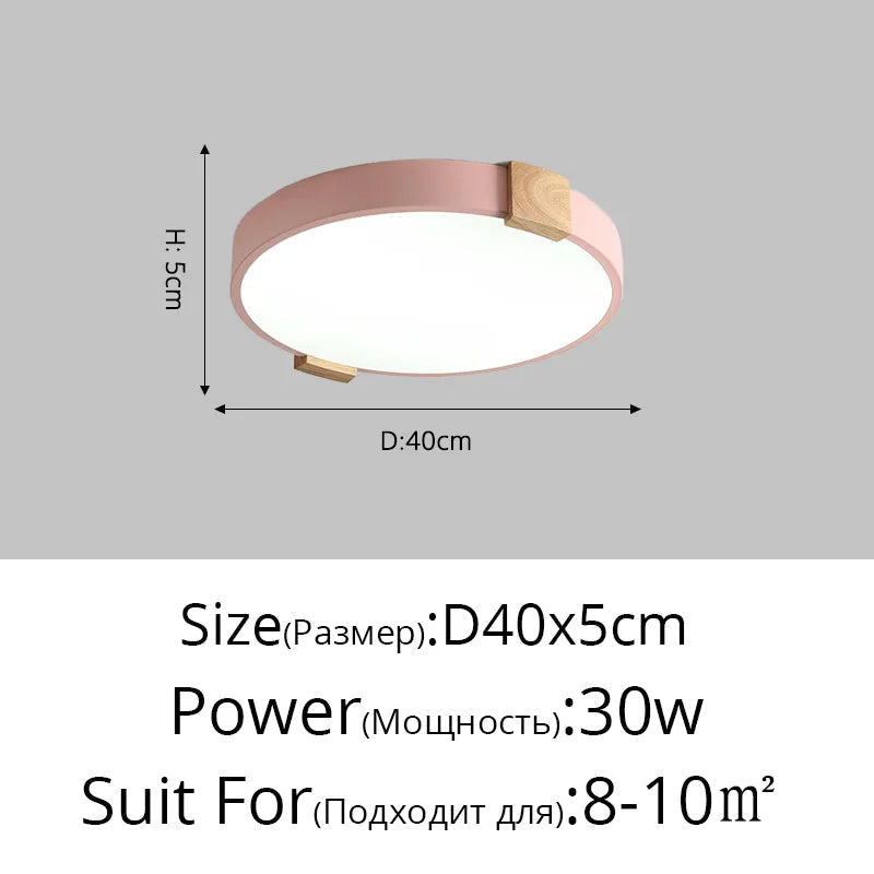 Plafonnier — LED rond nordique en fer et bois décoratif créatif