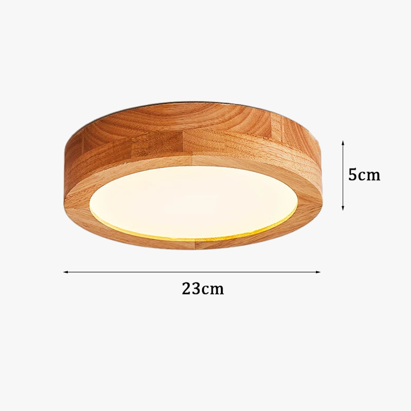 Plafonnier — LED rond simple en bois nordique lampen