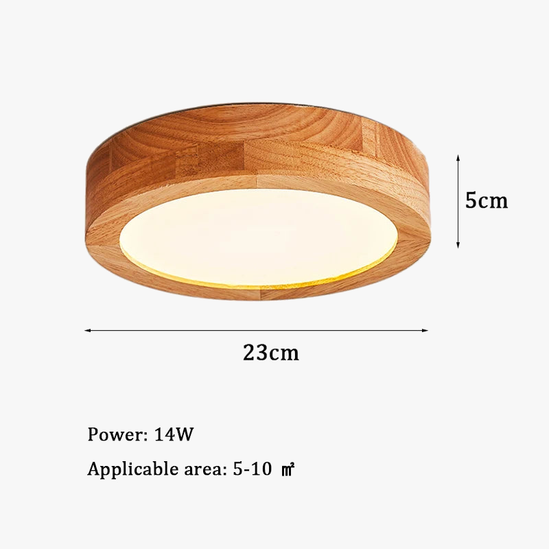 Plafonnier — LED rond simple en bois nordique lampen