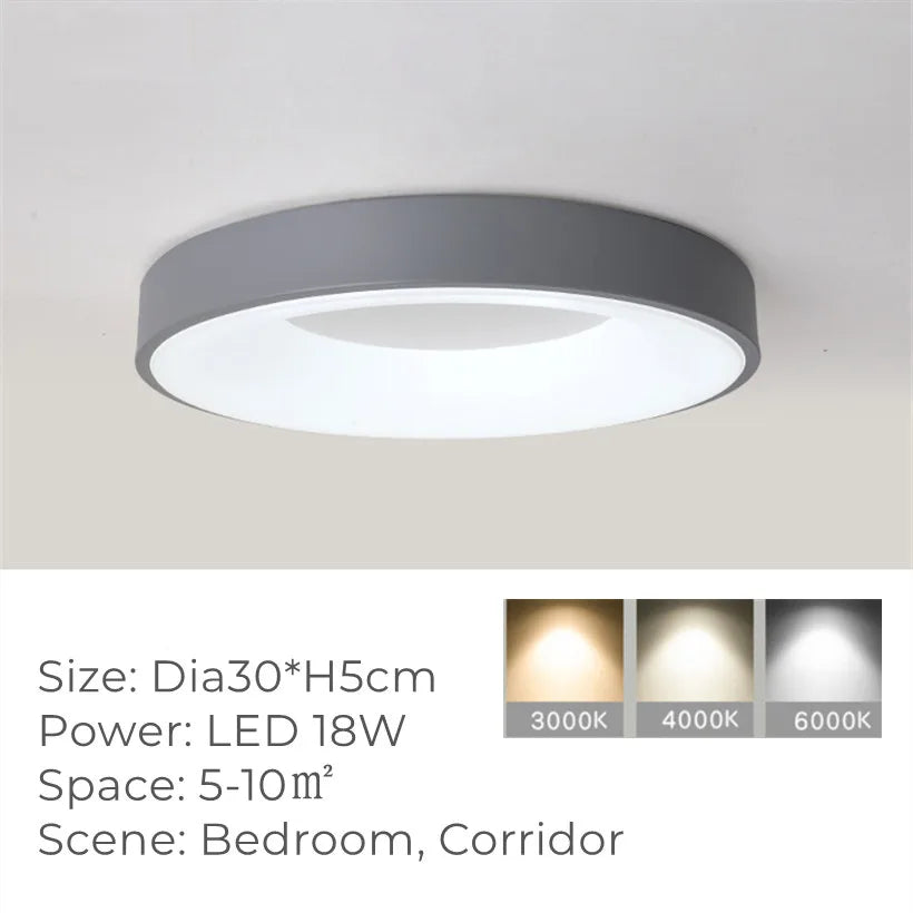 Plafonnier — LED rond Ultra-fin en Grain de bois