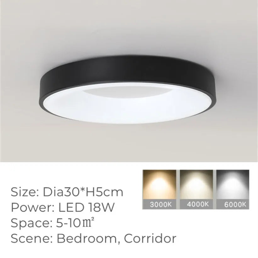 Plafonnier — LED rond Ultra-fin en Grain de bois