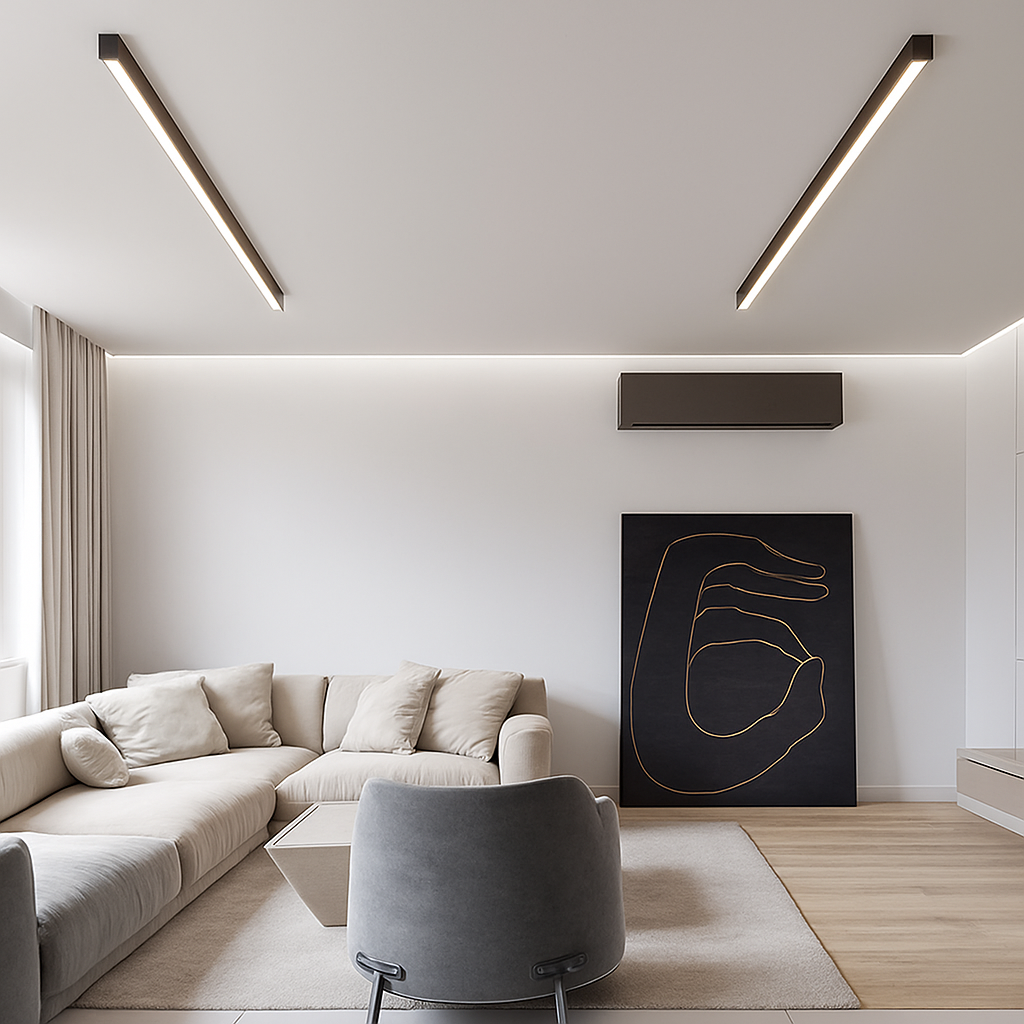 Plafonnier led suspendu design minimaliste Zéphyr Courbe - Lignes Épurées & Atmosphère Sereine