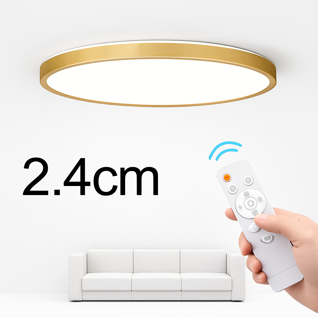 Plafonnier — LED télécommandé moderne Grain de bois doré 24W 32W chambre salon cuisine salle de bains RC plafonnier à intensité variable