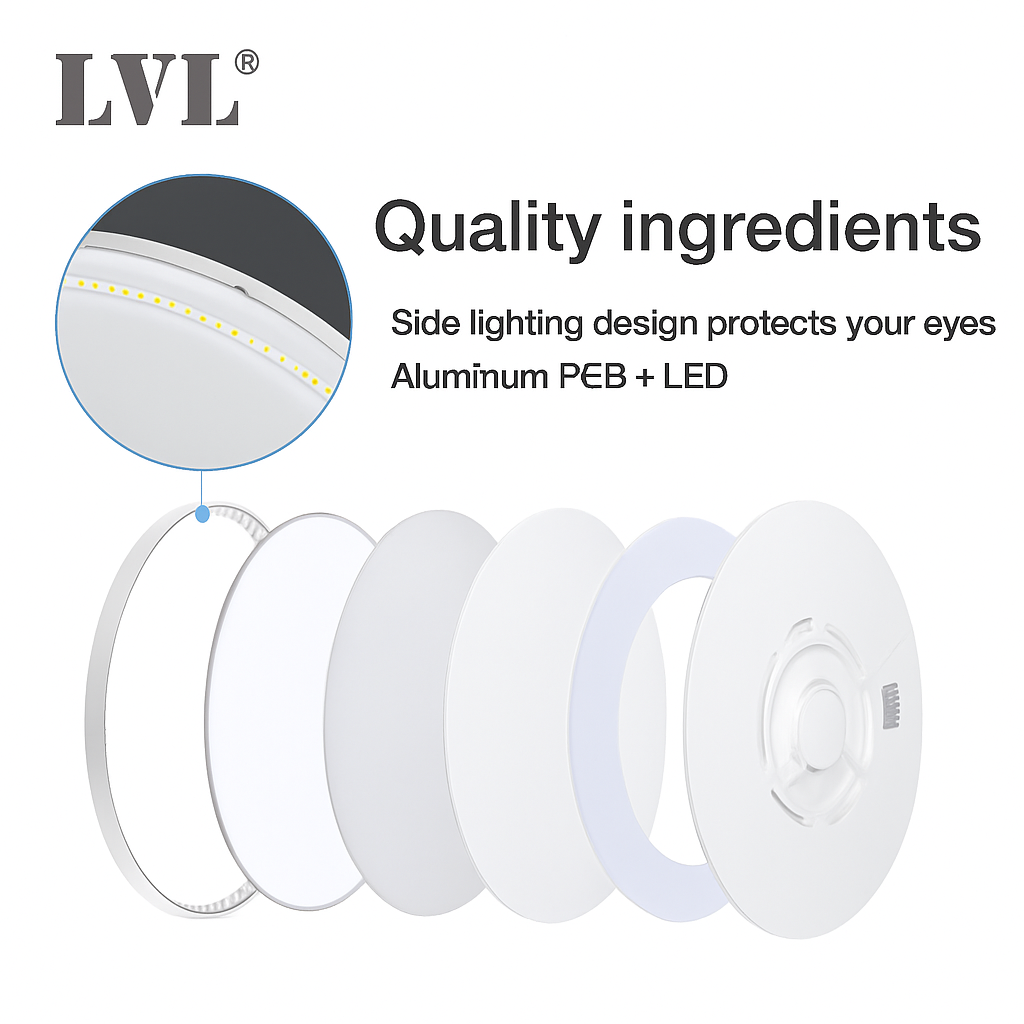 Plafonnier — LED télécommandé moderne Grain de bois doré 24W 32W chambre salon cuisine salle de bains RC plafonnier à intensité variable