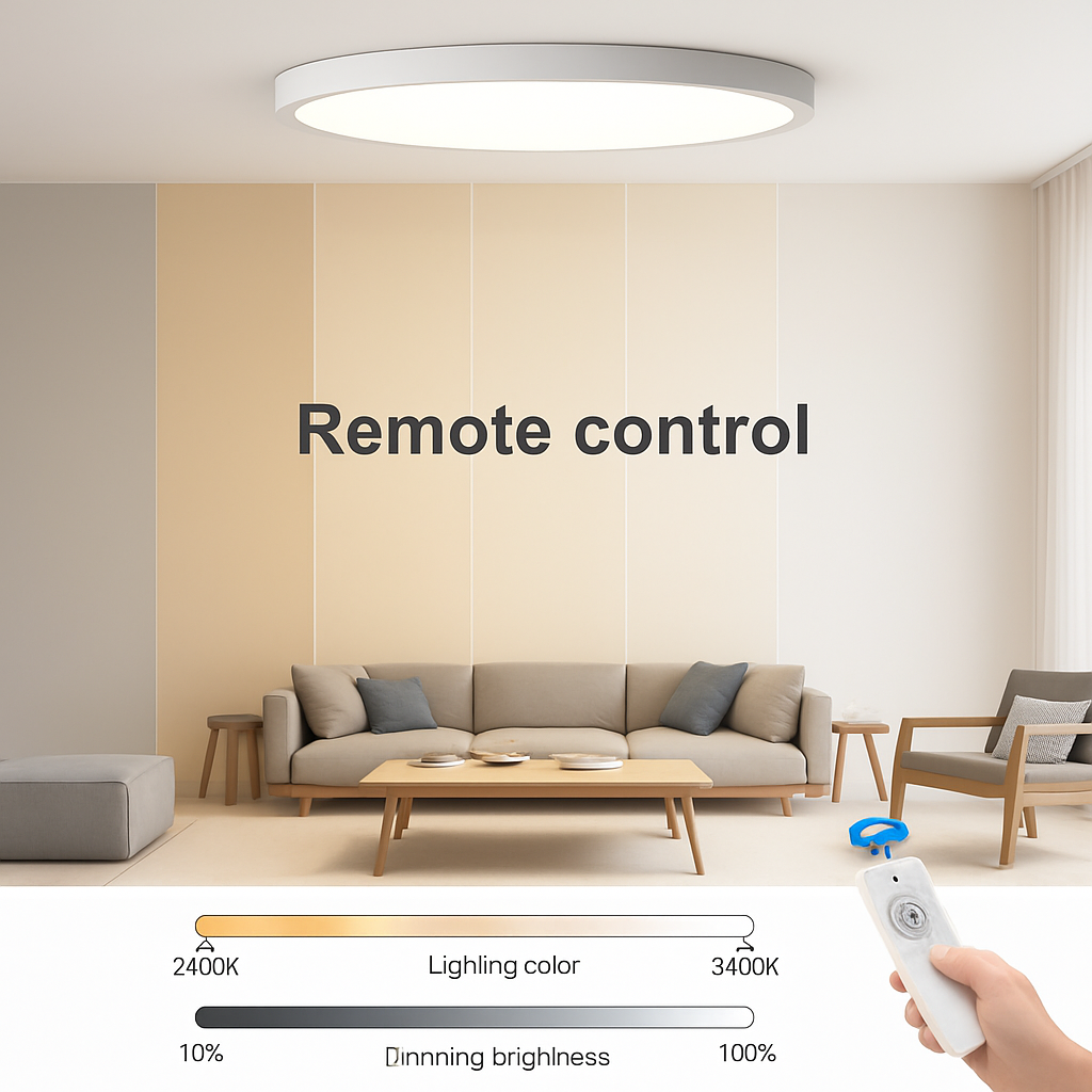 Plafonnier — LED télécommandé moderne Grain de bois doré 24W 32W chambre salon cuisine salle de bains RC plafonnier à intensité variable