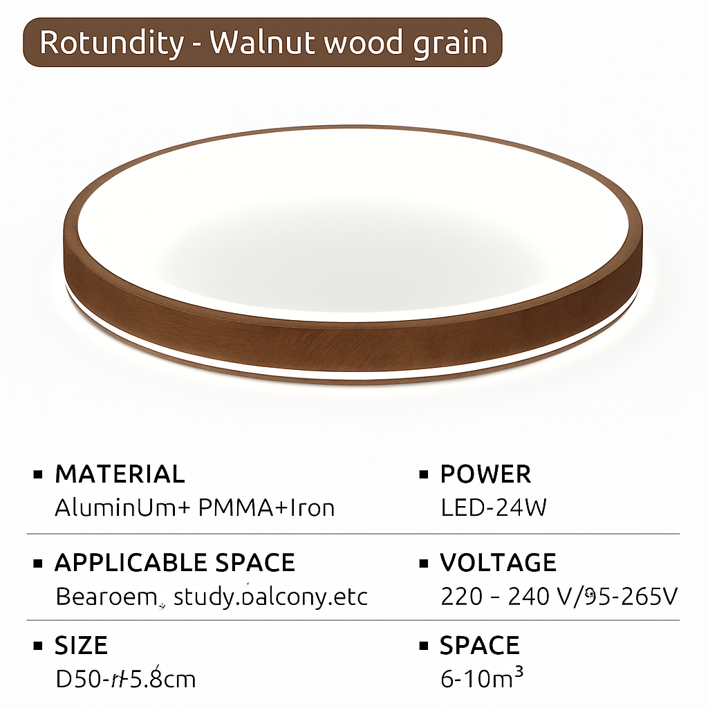 Plafonnier — LED ultra-mince moderne grain de bois décoratif