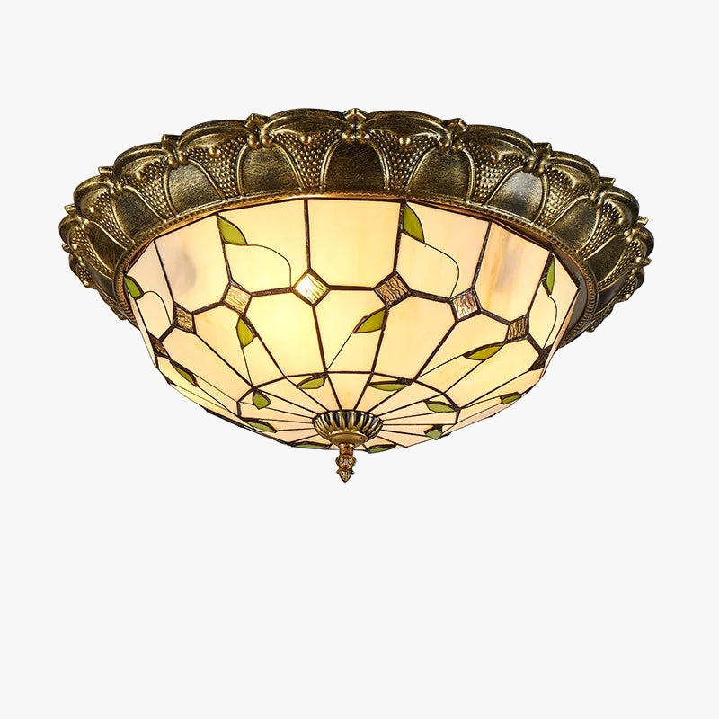 Plafonnier led vitrail classique pour éclairage intérieur décoratif Léopold Matin en Verre - Jeux de Reflets & Harmonie Intérieure
