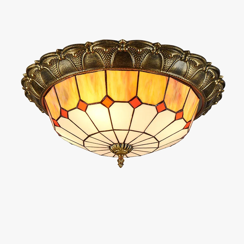 Plafonnier led vitrail classique pour éclairage intérieur décoratif Léopold Matin en Verre - Jeux de Reflets & Harmonie Intérieure