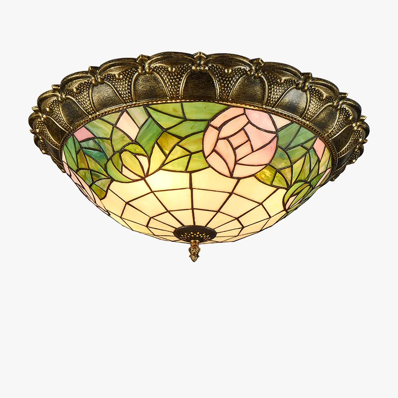 Plafonnier led vitrail classique pour éclairage intérieur décoratif Léopold Matin en Verre - Jeux de Reflets & Harmonie Intérieure