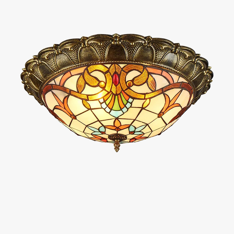 Plafonnier led vitrail classique pour éclairage intérieur décoratif Léopold Matin en Verre - Jeux de Reflets & Harmonie Intérieure