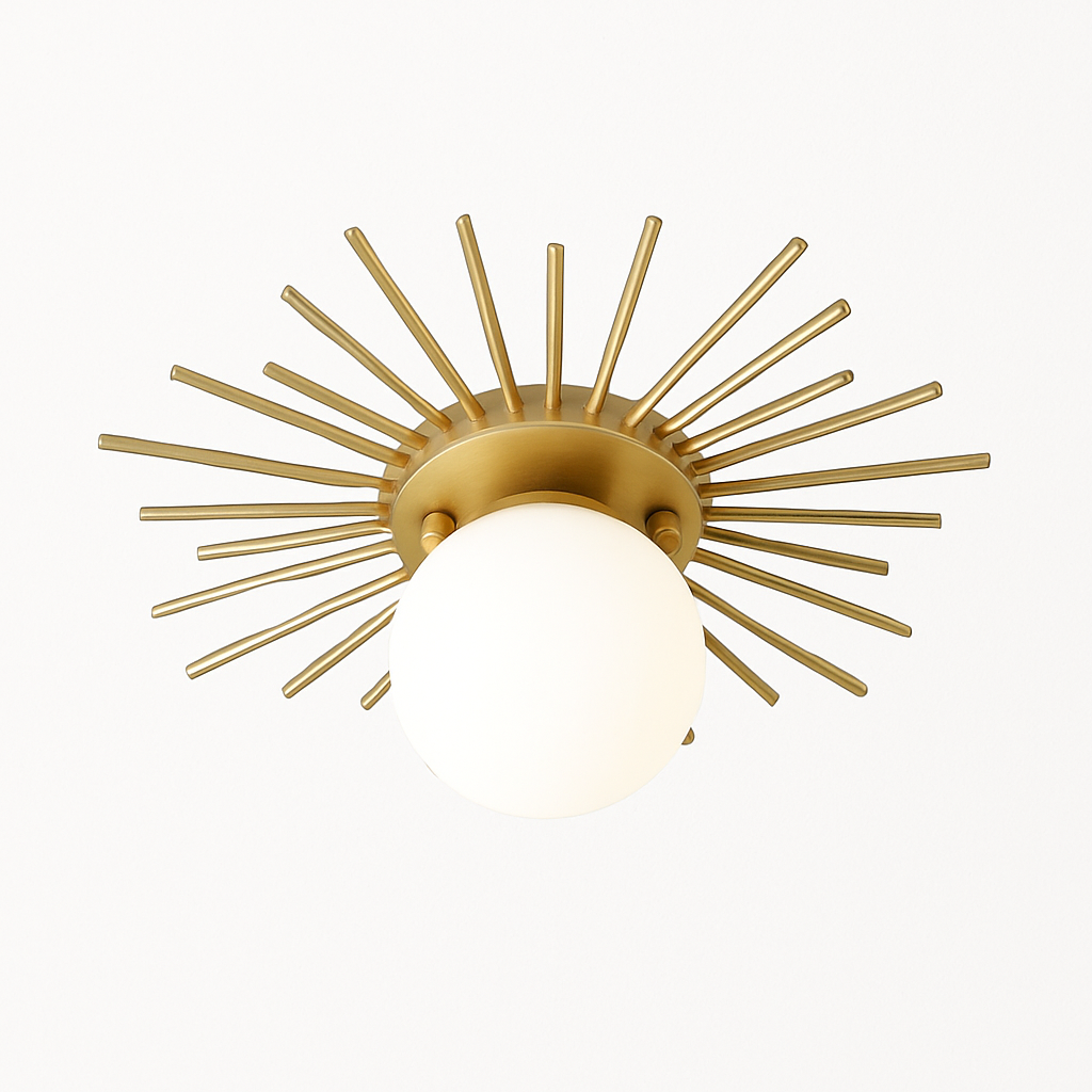 Plafonnier — Moderne avec boule en verre et métal doré Joha