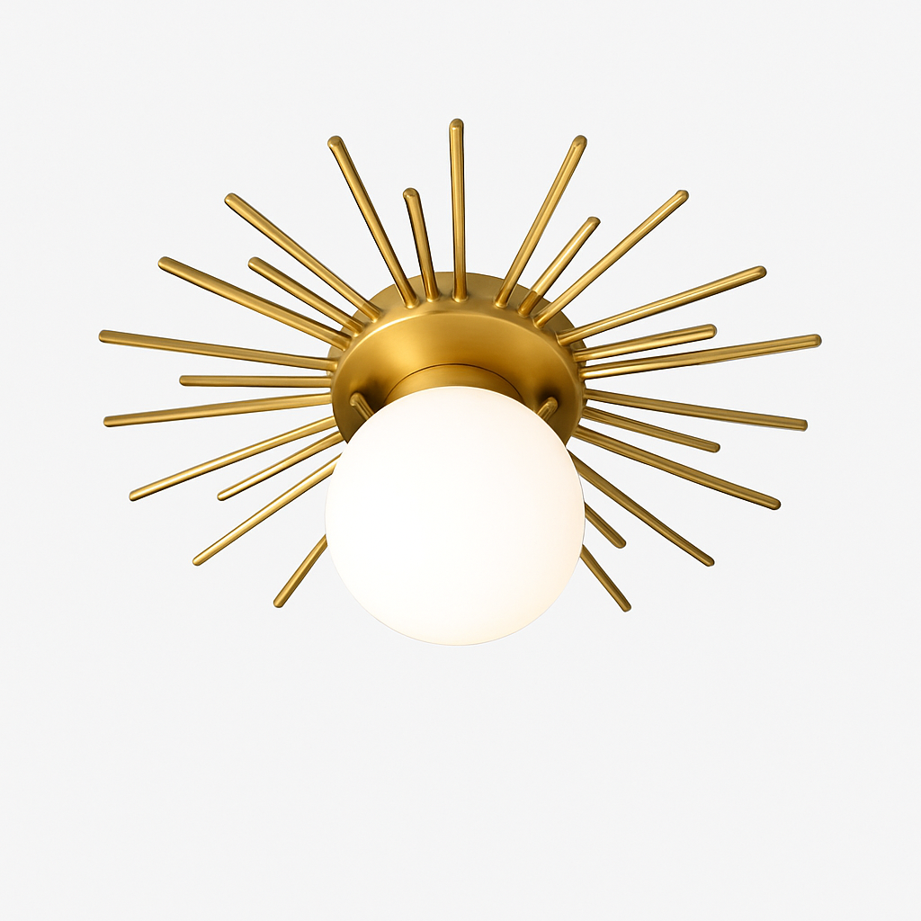 Plafonnier — Moderne avec boule en verre et métal doré Joha