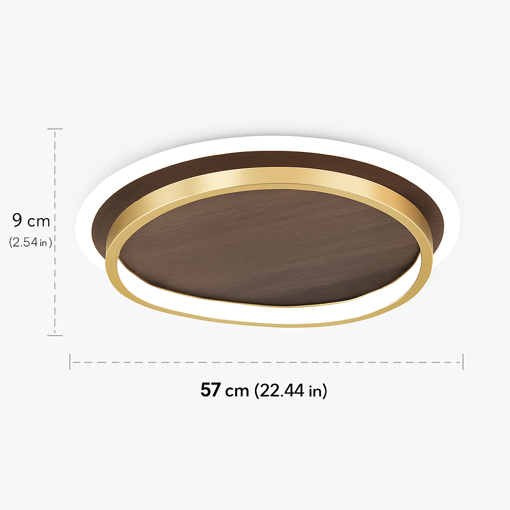 Plafonnier moderne couleur noyer led intérieur maison décor Émilien Écho - Une Note Actuelle dans le Décor