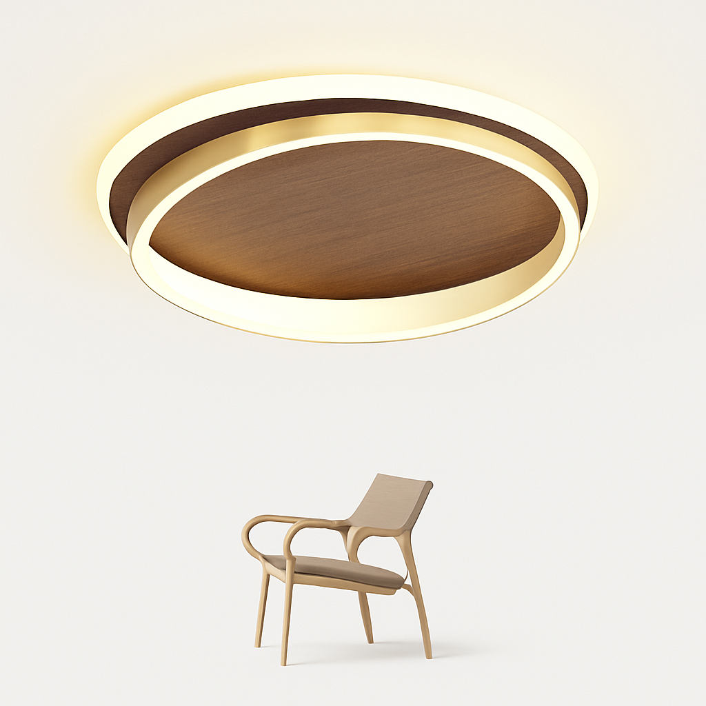 Plafonnier moderne couleur noyer led intérieur maison décor Émilien Écho - Une Note Actuelle dans le Décor