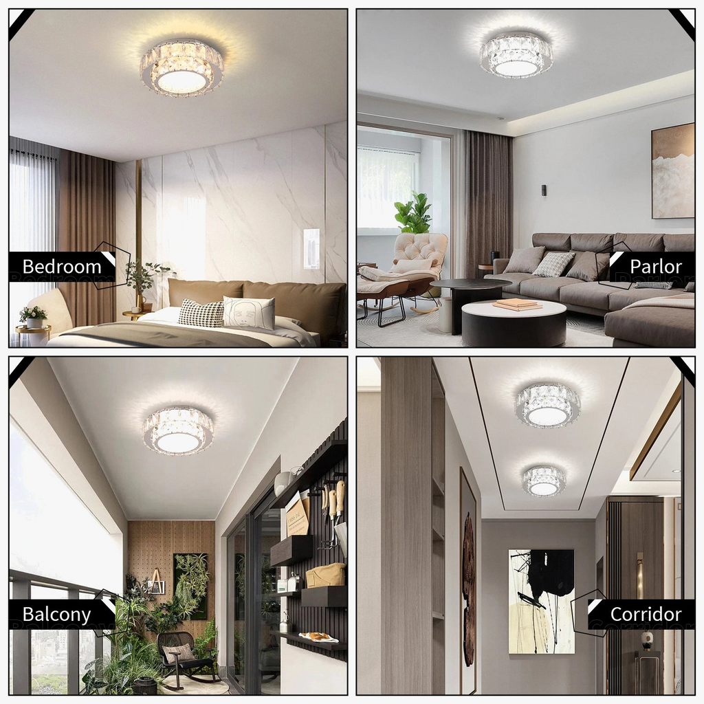 Plafonnier moderne de luxe en cristal avec éclairage led intérieur Léonie Alizé - Éclat du Cristal & Décor Singulier