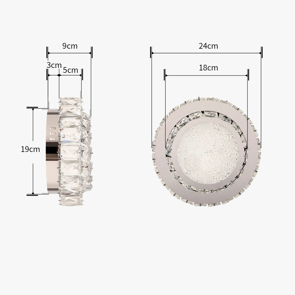 Plafonnier moderne de luxe en cristal avec éclairage led intérieur Léonie Alizé - Éclat du Cristal & Décor Singulier