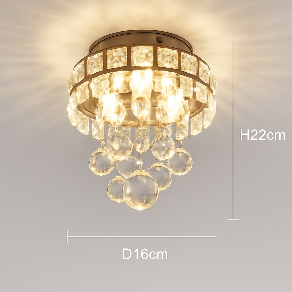 Plafonnier moderne en cristal led suspendu intérieur chrome Valérian Galbe - Éclat du Cristal & Décor Singulier