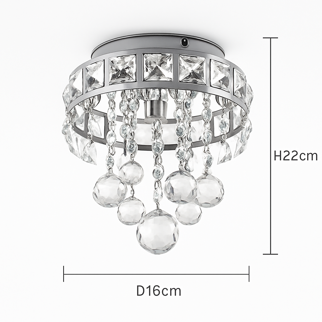 Plafonnier moderne en cristal led suspendu intérieur chrome Valérian Galbe - Éclat du Cristal & Décor Singulier