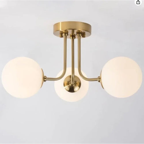 Abat-jour — Moderne en fer forgé chambre salon lampe de porche avec abat-jour sphérique en verre blanc plafonnier semi-encastré