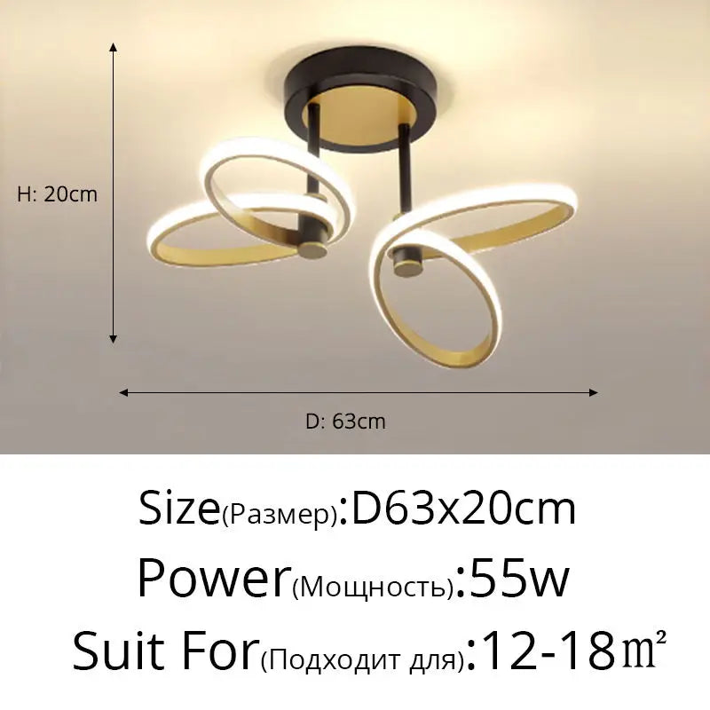 Plafonnier — Moderne en pétale d'or pour intérieur décoratif