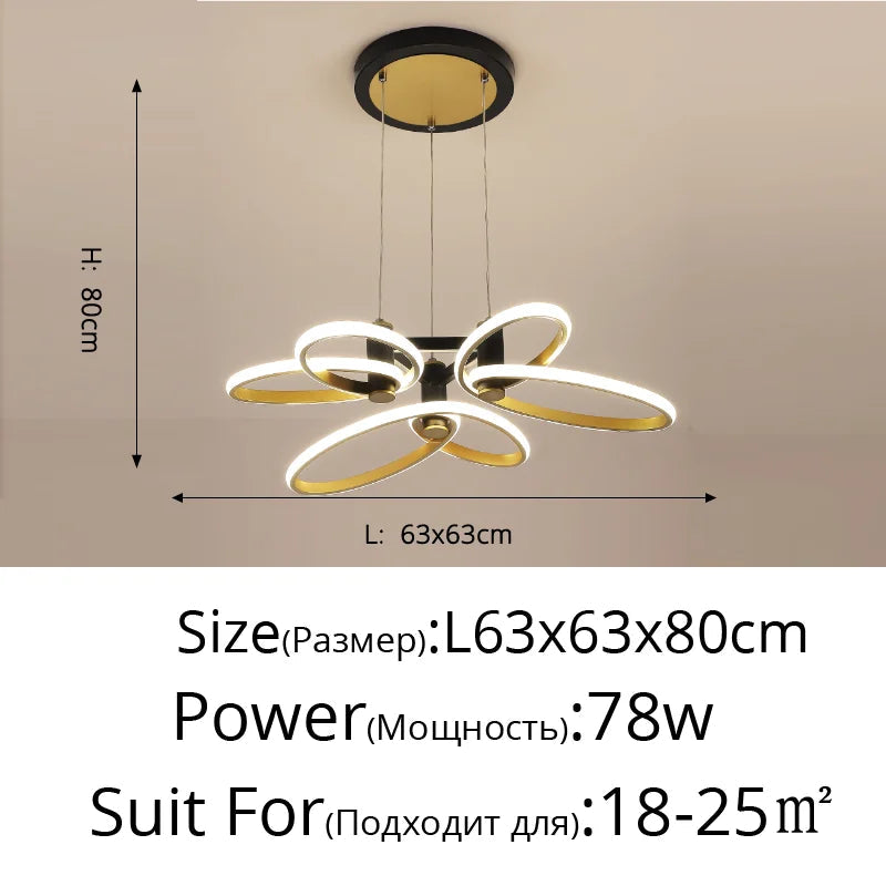 Plafonnier — Moderne en pétale d'or pour intérieur décoratif