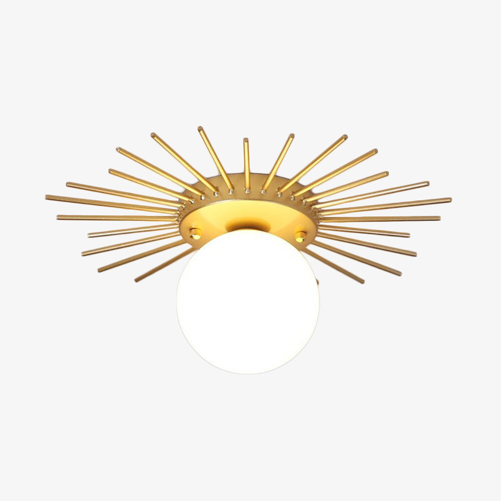 Plafonnier — Moderne LED avec soleil métallique et globe Sana