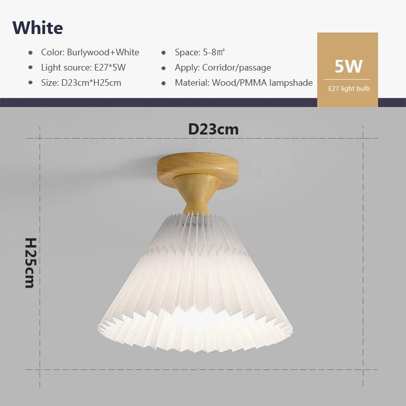 Plafonnier — Moderne LED bois tissu plissé
