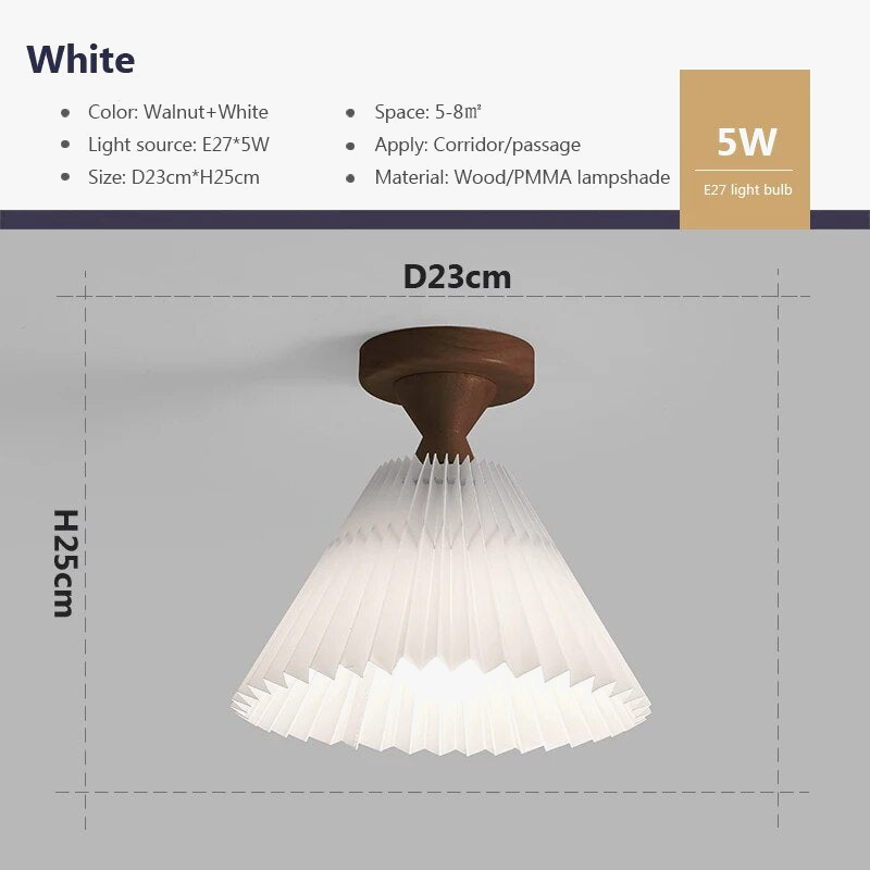 Plafonnier — Moderne LED bois tissu plissé