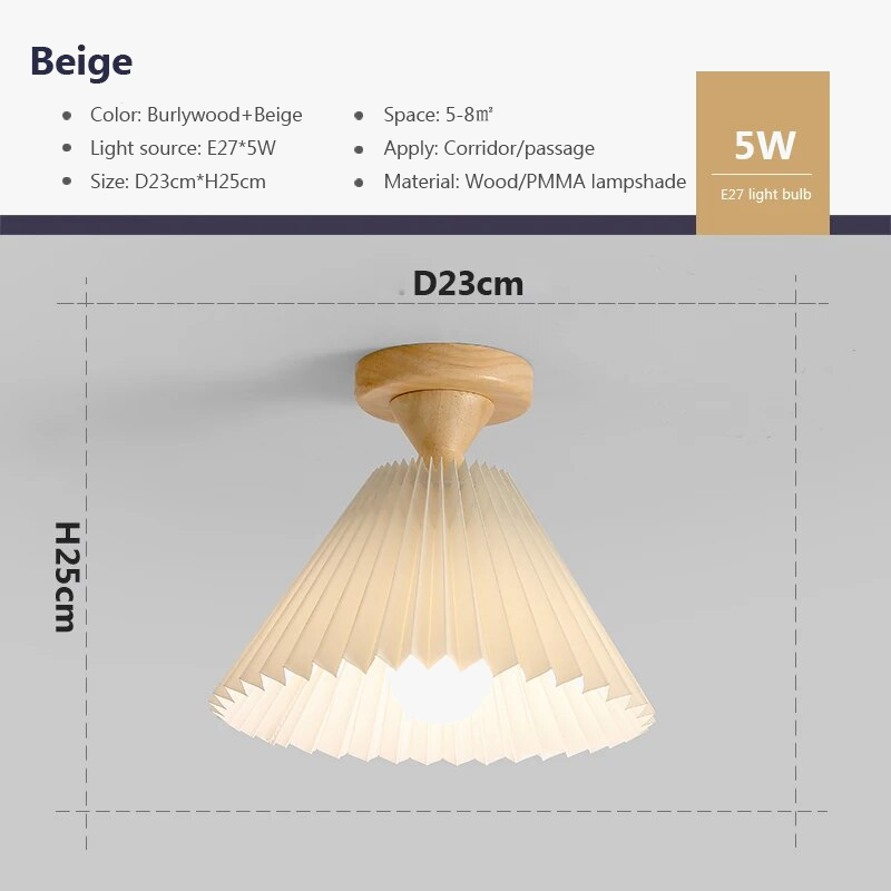 Plafonnier — Moderne LED bois tissu plissé