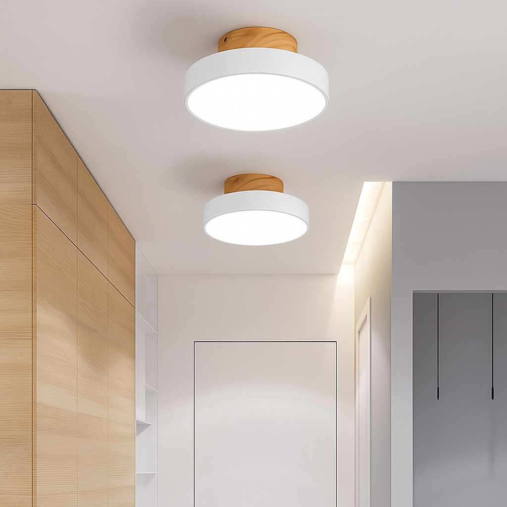 Plafonnier — Moderne LED en bois et métal coloré Celio