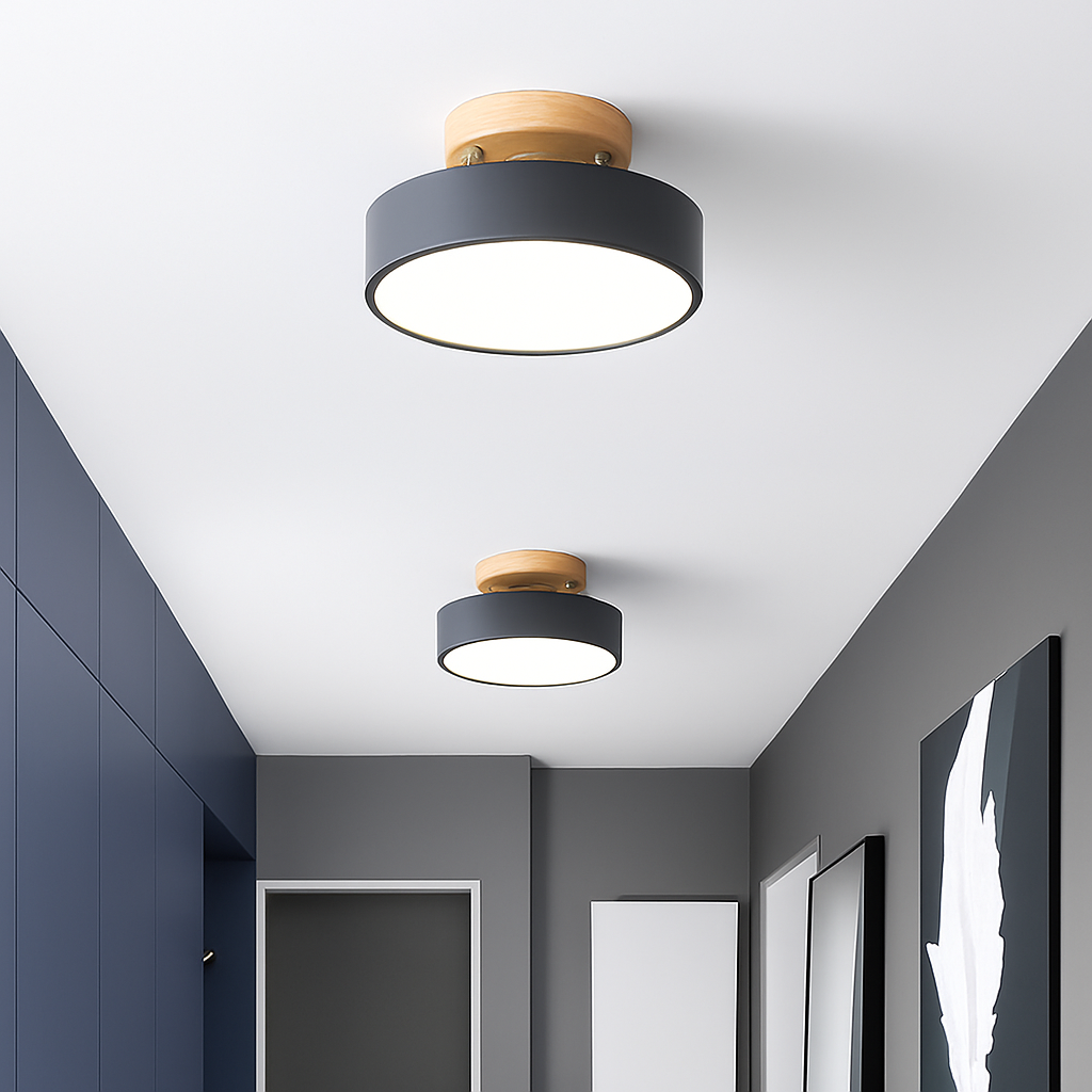 Plafonnier — Moderne LED en bois et métal coloré Celio